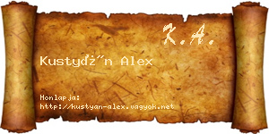 Kustyán Alex névjegykártya